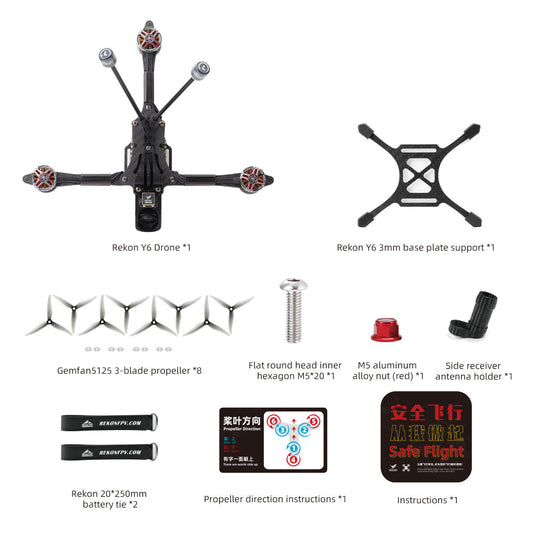 HGLRC Rekon Y6 5inch Long Range FPV Drone with Walksnail Moonlight Kit HD