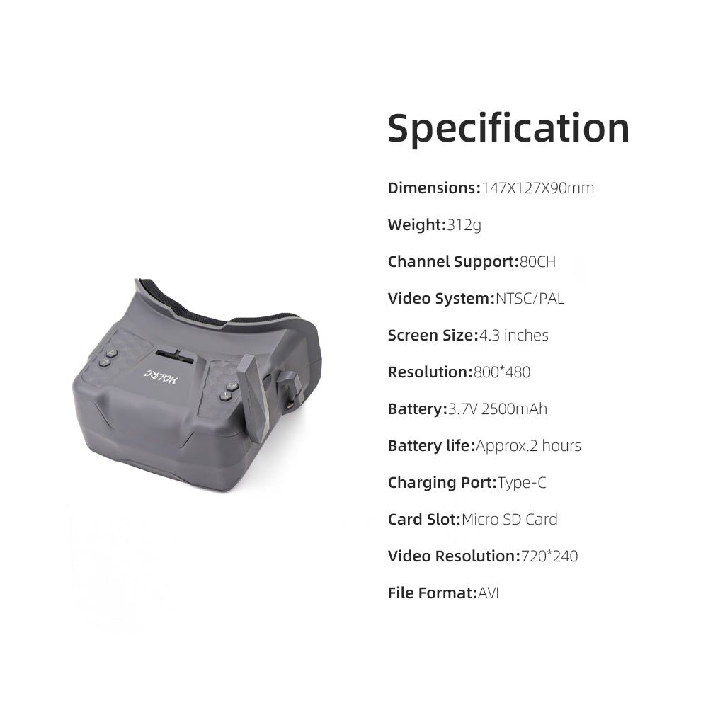 HGLRC VR001 5.8G FPV Goggles Support Card Recording