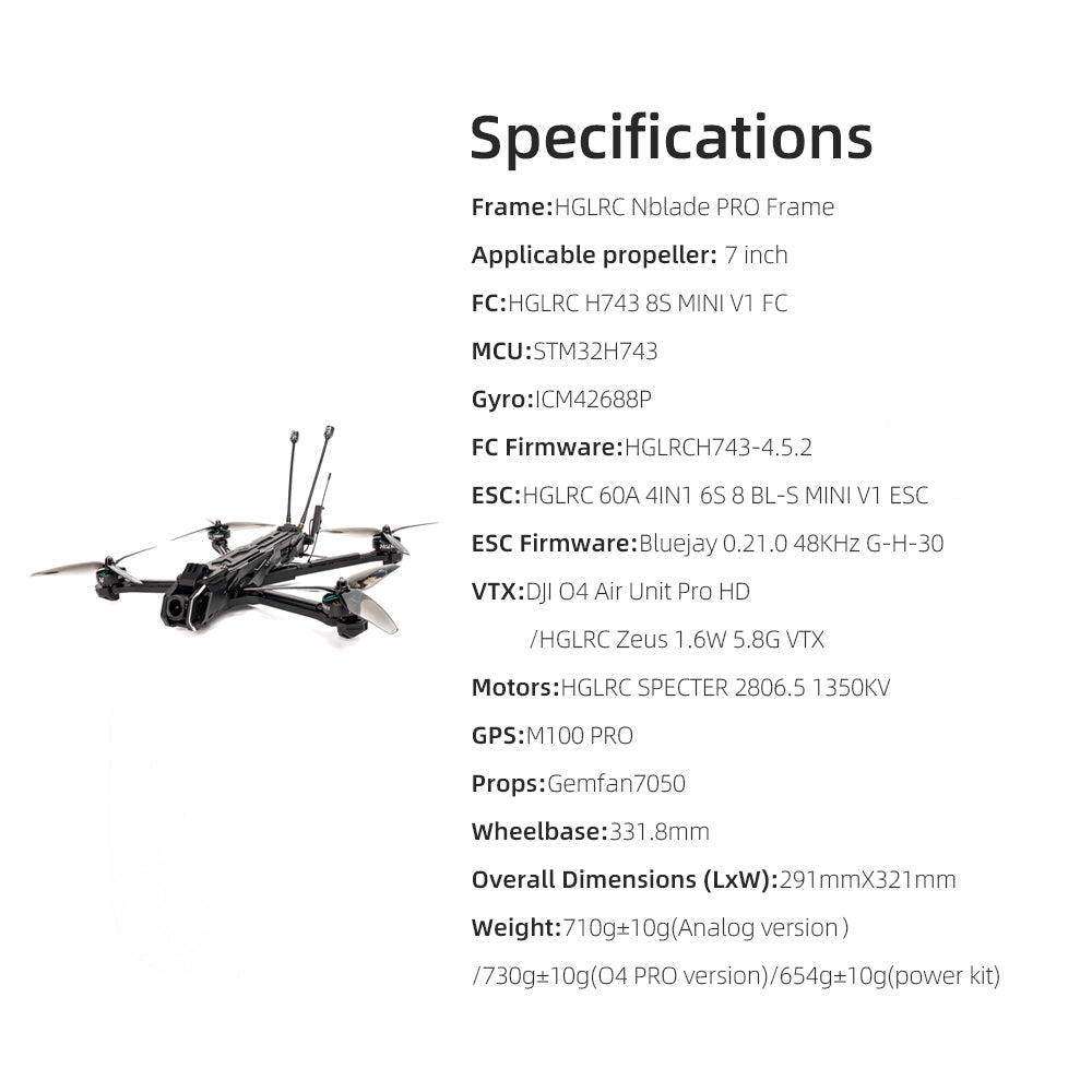 HGLRC Nblade PRO 7inch Long Battery Life Freestyle Cinematic FPV Drone