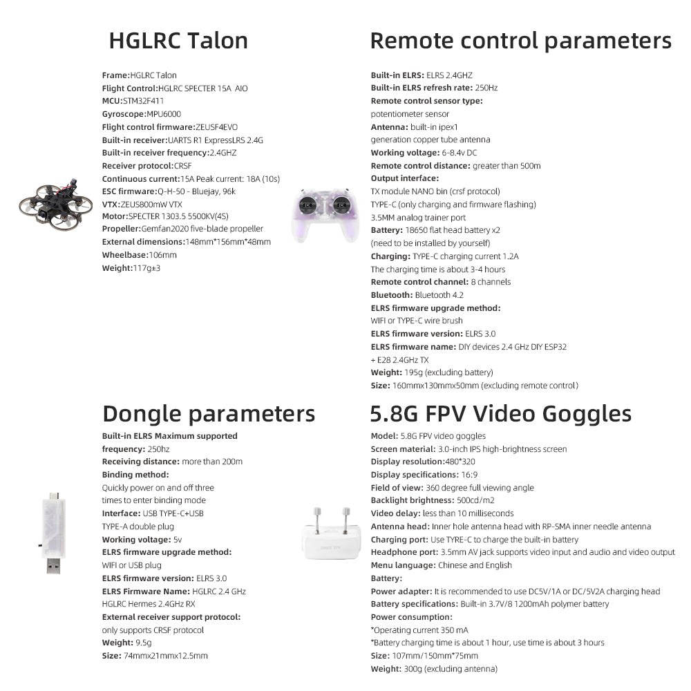 HGLRC Talon 2inch Entry-level RTF Set