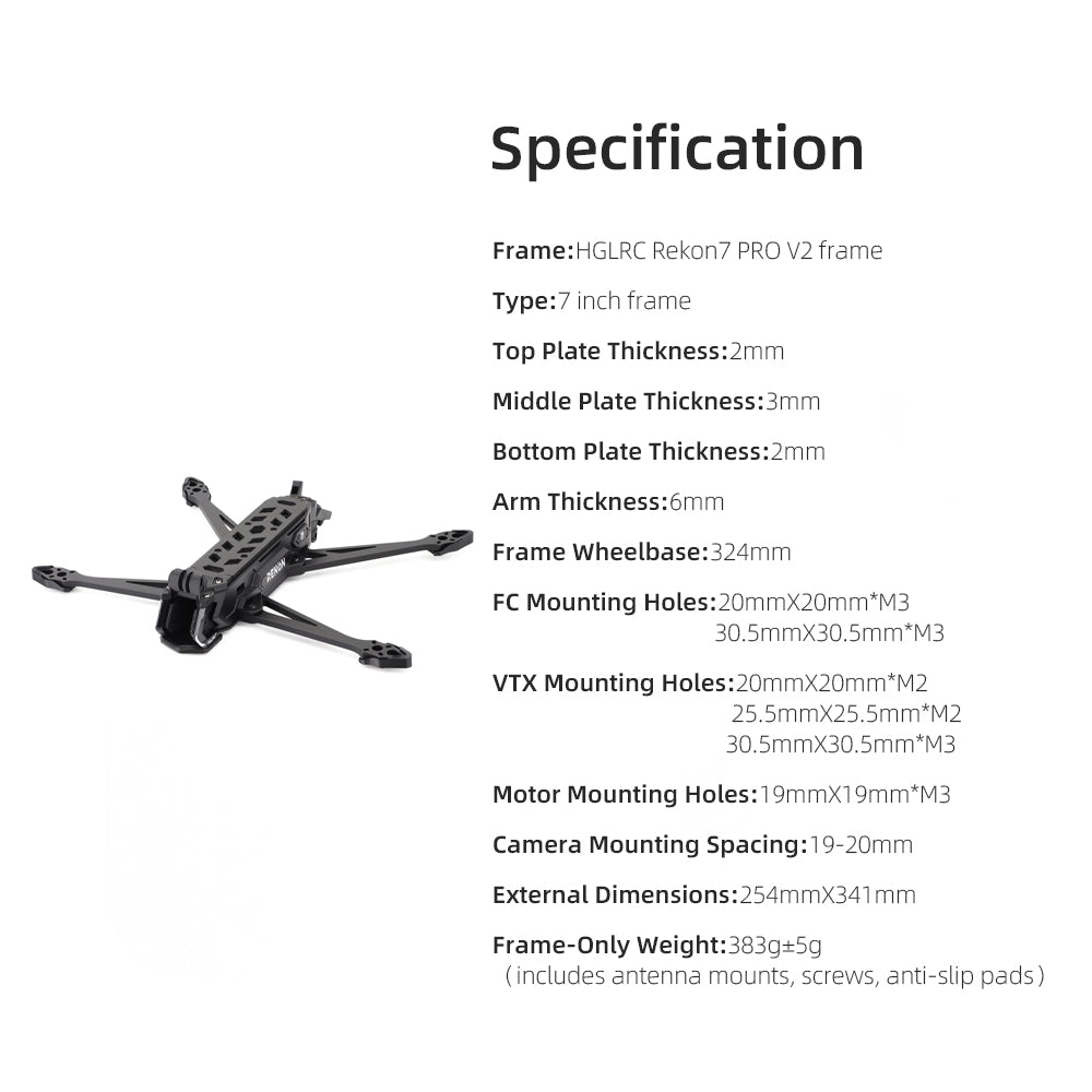 HGLRC Rekon7 PRO V2 7inch Long Range Frame Compatible with O4