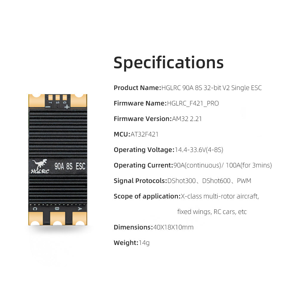 HGLRC 90A 8S 32-bit V2 Single ESC for FPV