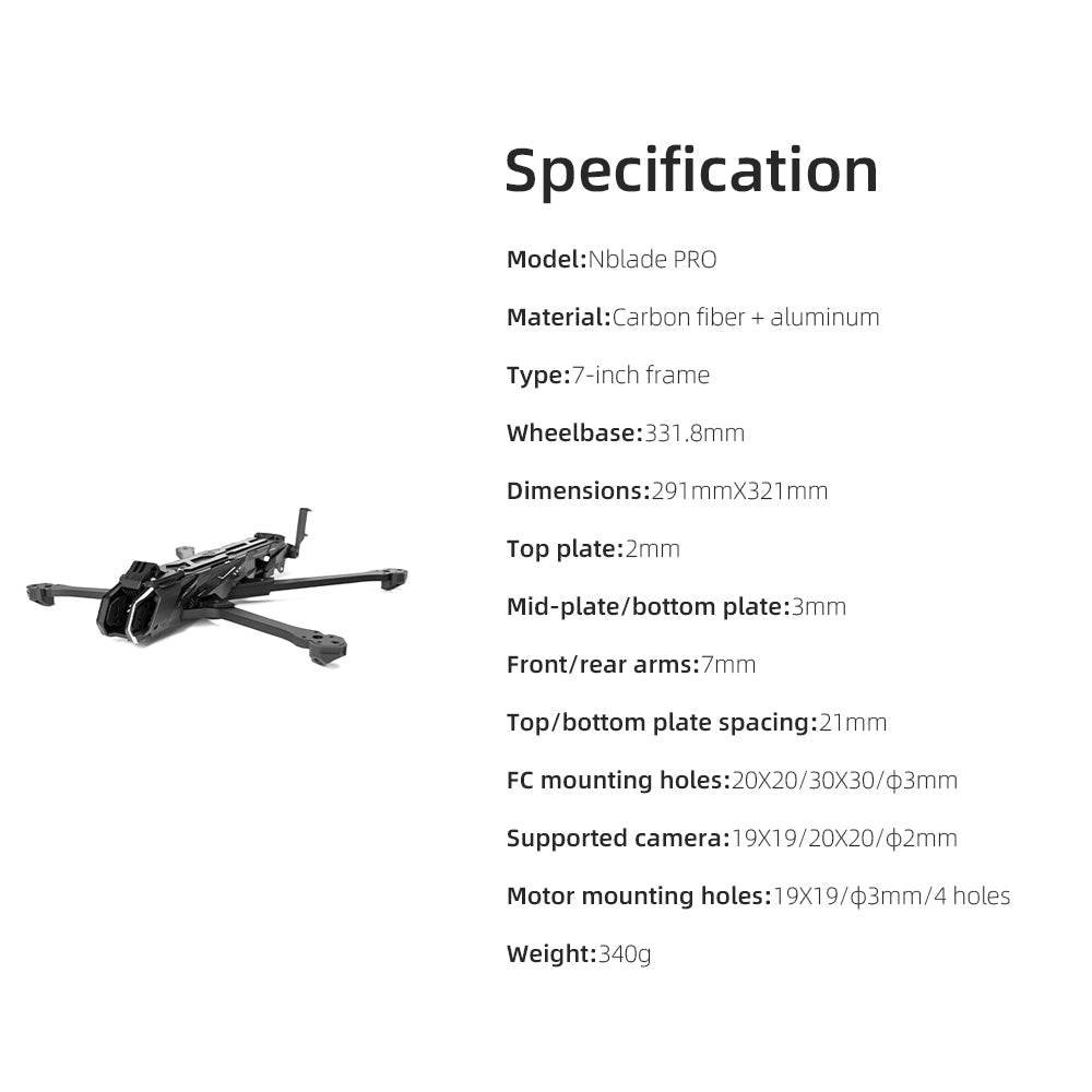 HGLRC Nblade Pro 7inch Freestyle Cinematic FPV Frame