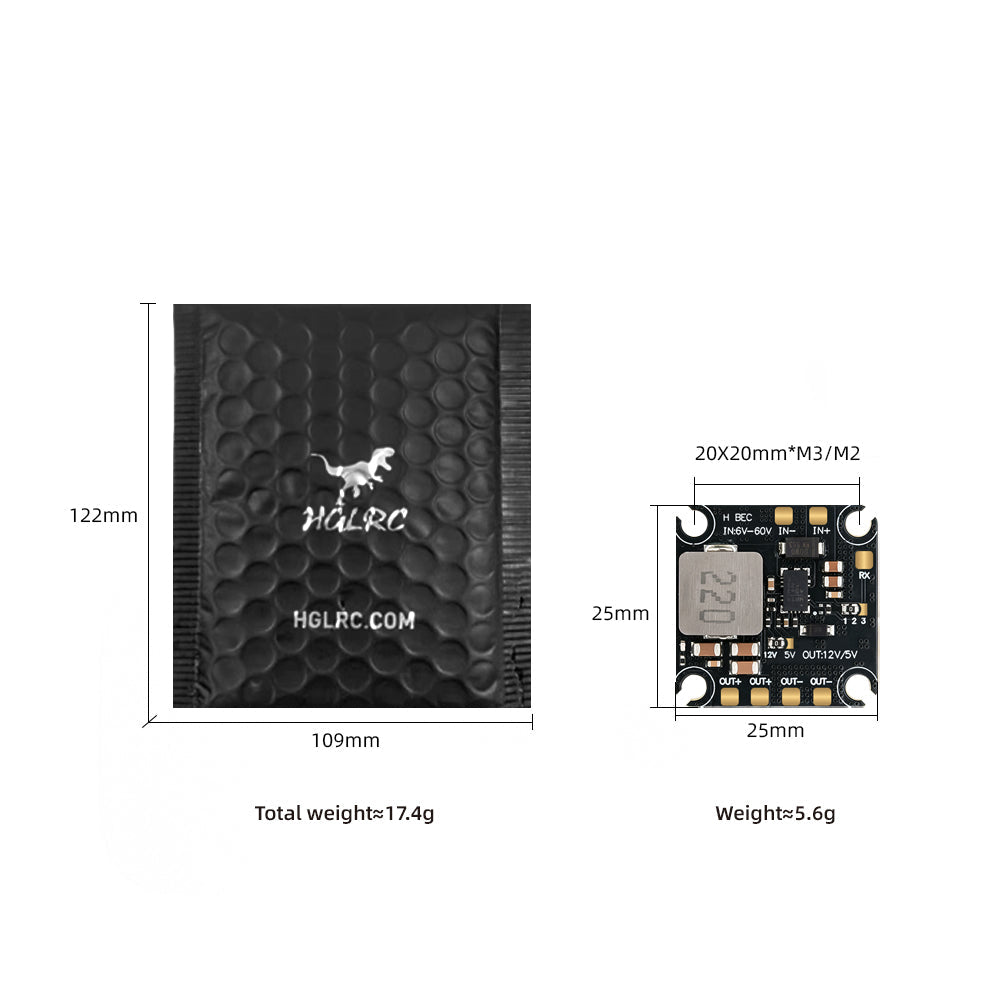 HGLRC 6-60V Dual-Voltage BEC Module with Ultra-Wide Input Voltage Support