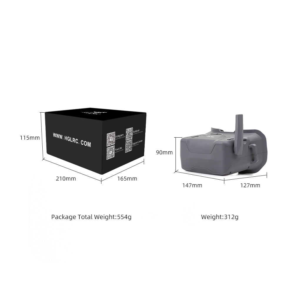 HGLRC VR001 5.8G FPV Goggles Support Card Recording